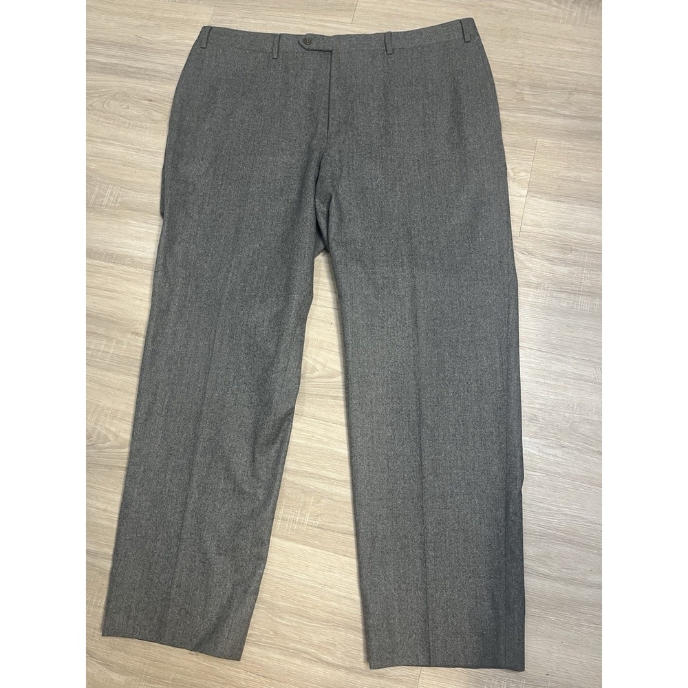 Canali Pants Men 40x30 100% Wool Flat Front‎ Dress Italy Trousers Charcoal
